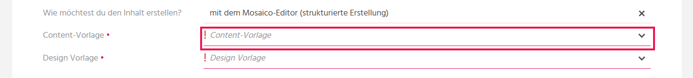 Bearbeitungsansicht einer Serienmail in ADITO xRM mit Auswahlfeld für den Mosaico-Editor und der verfügbaren Content-Vorlagen-Liste