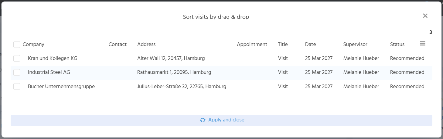 This shows the overlay for sorting the records.