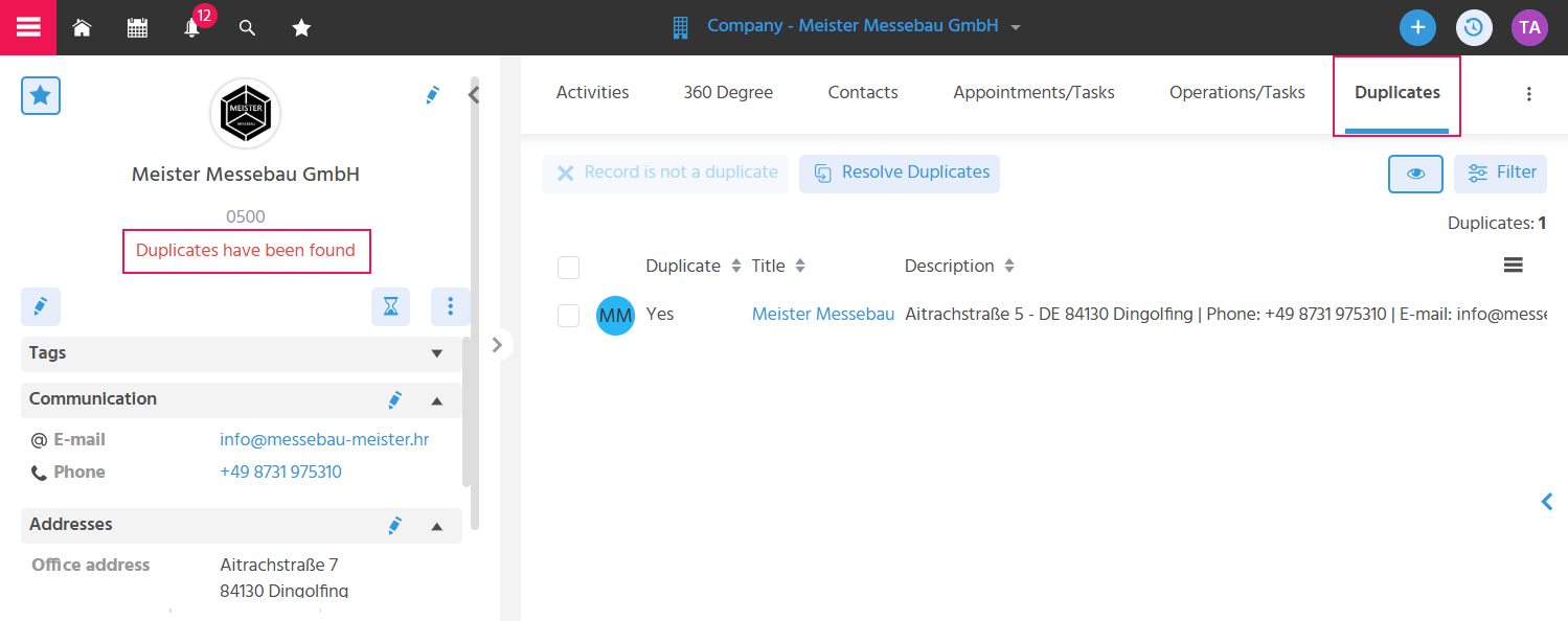 Duplicate notification