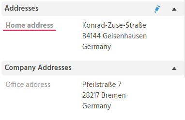 Address in the Preview