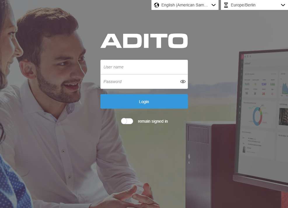 Login screen of ADITO xRM